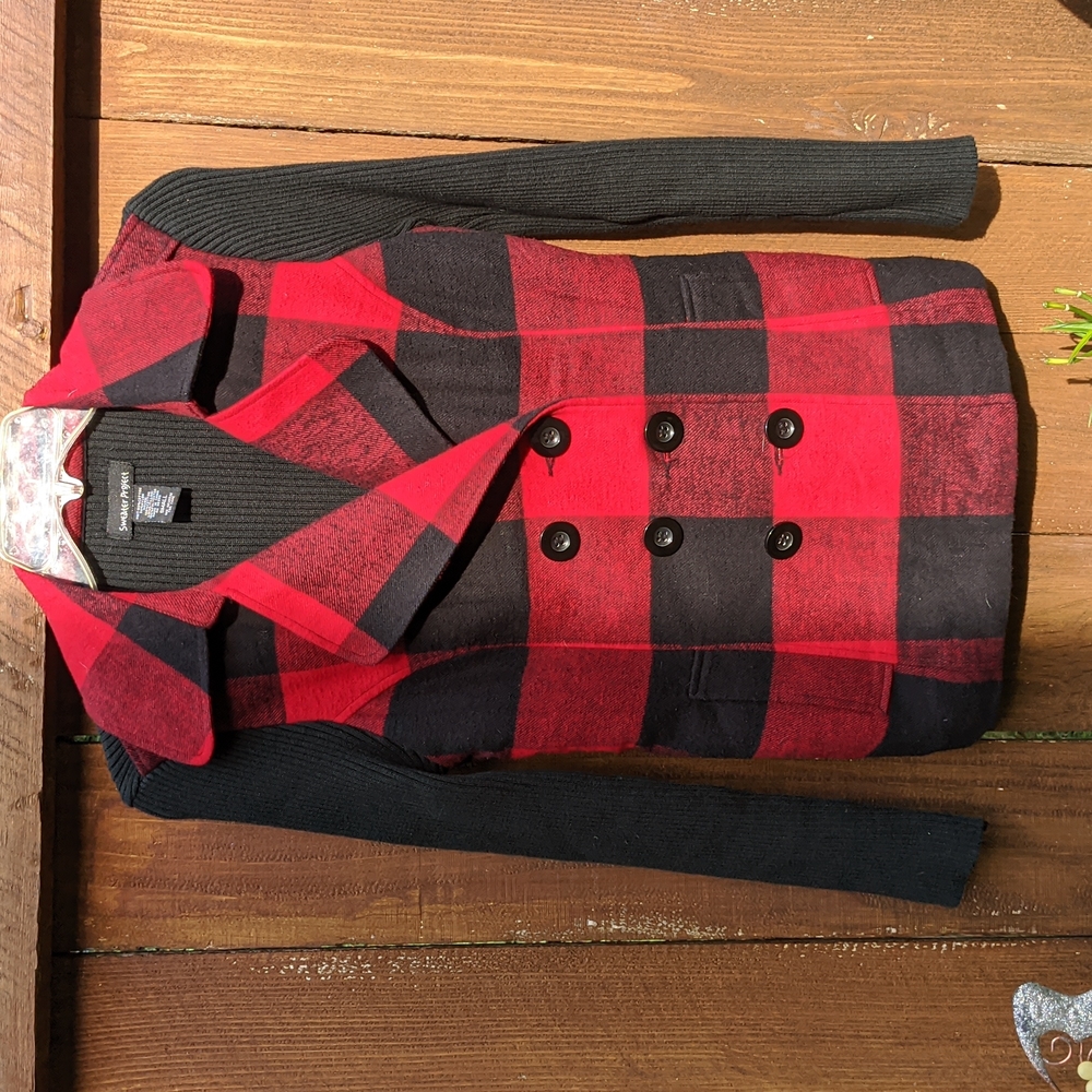 Plaid sweater jacket